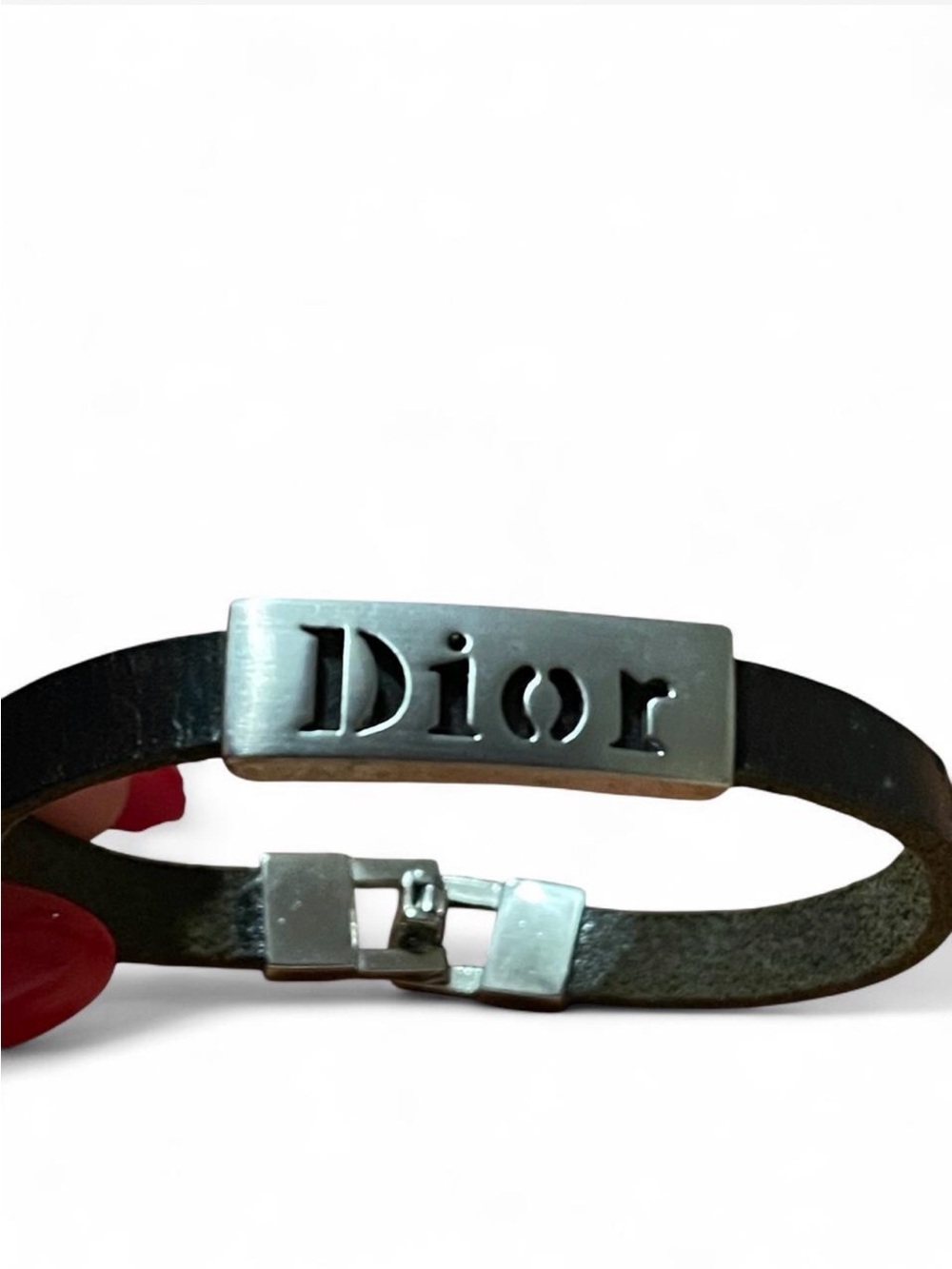 CHRISTIAN DIOR VINTAGE Y2K LOGO LEATHER BRACELET